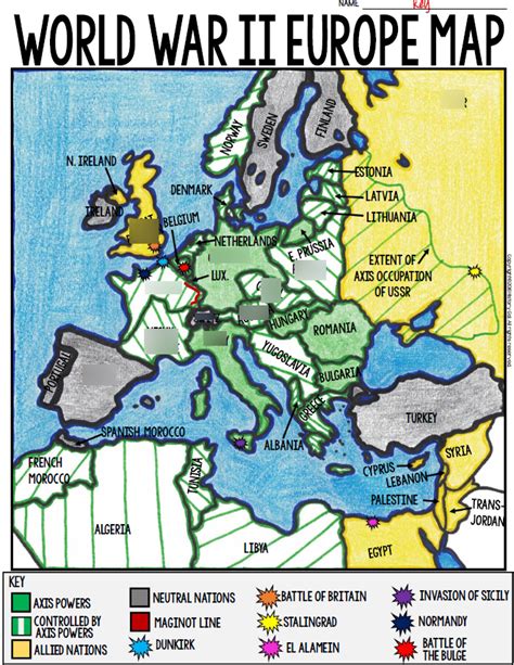 Map of Europe during World War 2